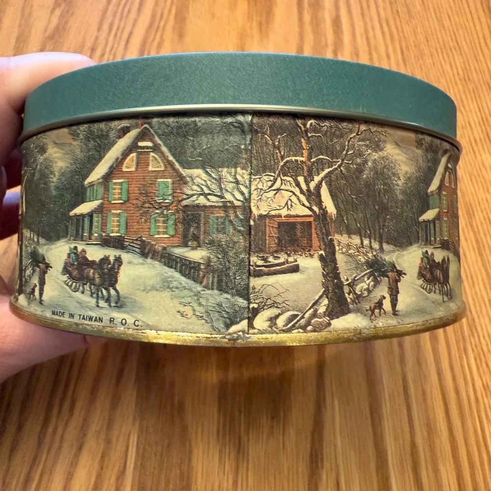 Vintage Winter Scene Tin Box